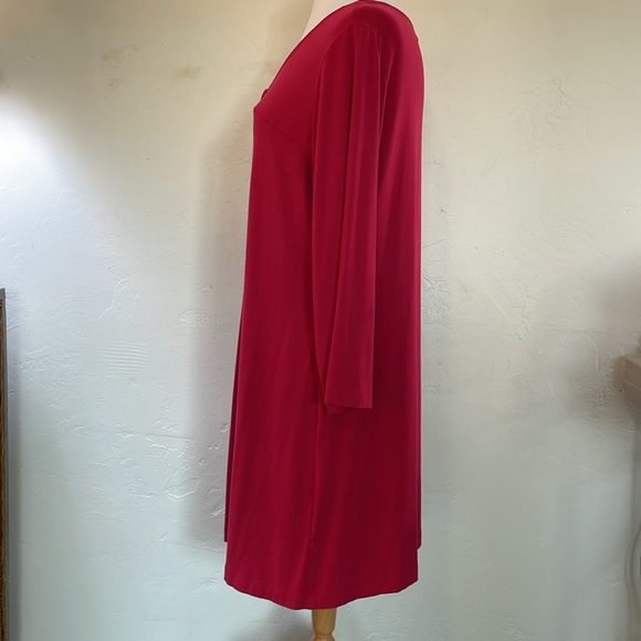 Eileen Fisher Long Sleeve Tunic Style Cranberry Color Rayon Blend Dress … - Picture 3 of 7